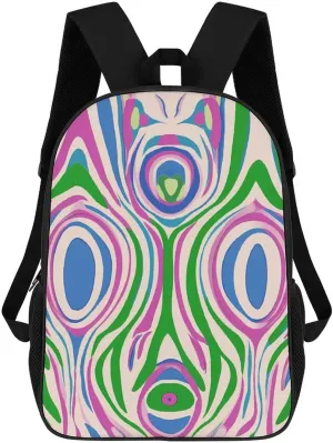 Psychedelic Abstract Expression Travel Backpack 17 in Laptop Bag Lightweight Daypack for Work Office