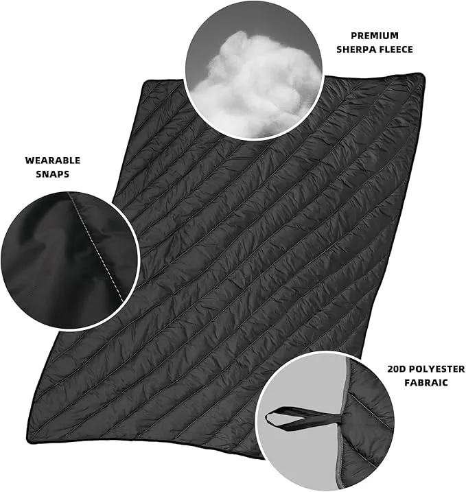Puffy Blanket - Extra Light and Fluffy Warm Camping Blanket, Perfect for Camping and Backpacking, Compact, Insulated, Packable, Down - Alternative Camp Blankets for Outdoor & Indoor