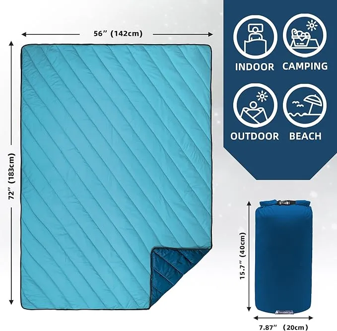 Puffy Blanket - Extra Light and Fluffy Warm Camping Blanket, Perfect for Camping and Backpacking, Compact, Insulated, Packable, Down - Alternative Camp Blankets for Outdoor & Indoor