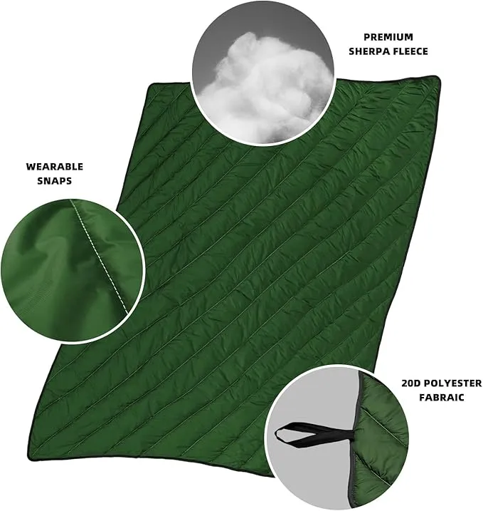 Puffy Blanket - Extra Light and Fluffy Warm Camping Blanket, Perfect for Camping and Backpacking, Compact, Insulated, Packable, Down - Alternative Camp Blankets for Outdoor & Indoor