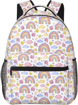 Rainbow Backpack Lightweight Laptop Backpack Casual Daypack Travel Double Shoulder Bag For Women Men
