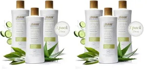 RAW SUGAR Sensitive Skin Simply Body Wash - Green Tea   Cucumber   Aloe Vera, Moisturizing & Brightening Bath & Shower Gel, Sulfate-Free, Paraben-Free & Vegan (Pack of 6)