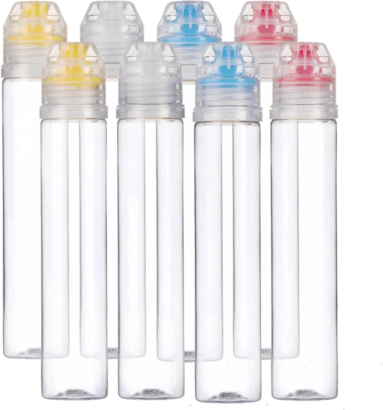 RAYNAG 8 Pack Honey Bottles Reusable Plastic Squeeze Bottle with Flip Lids Condiment Dispenser For Ketchup Salad Sauce Honey Tomato Mustard Dressing Cooking Oils for Bento BBQ Camping Travel, 3Oz