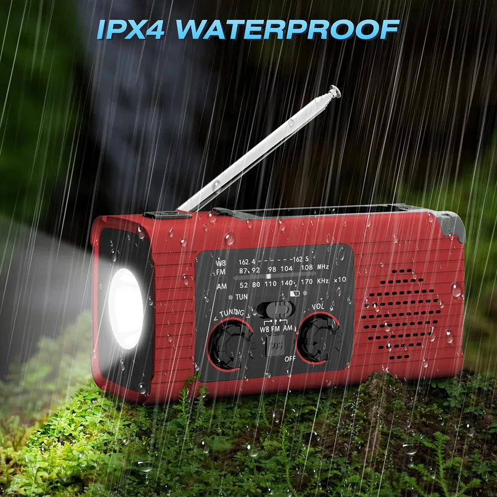 Rechargeable Emergency Light with Radio Function - Solar Charging, Flash LED, Strong Flashlight for Outdoor Emergencies