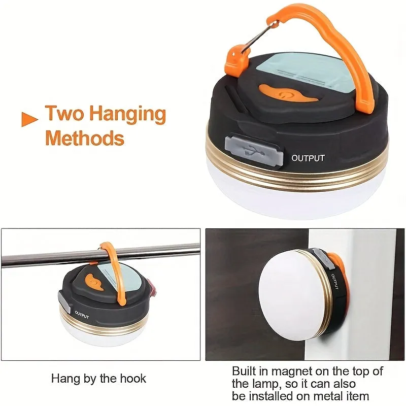 Rechargeable LED Camping Lantern with Magnet Base - Portable Tent Light with 300LM Brightness and 4 Light Modes - Perfect for Camping, Hiking, Fishing, and Outdoor Emergencies
