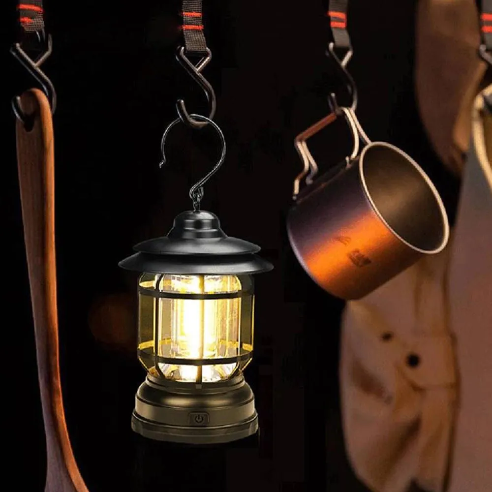 Rechargeable Vintage LED Camping Lantern - Portable & Energy-Efficient