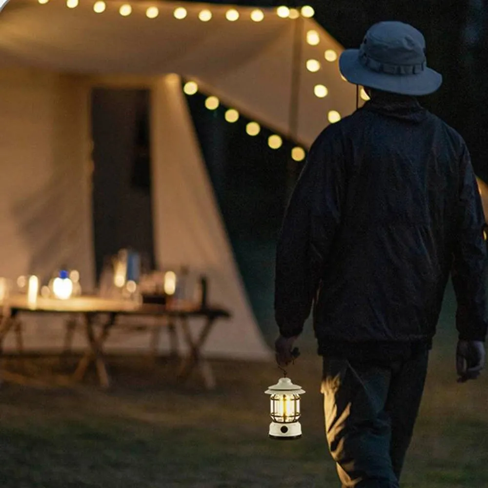 Rechargeable Vintage LED Camping Lantern - Portable & Energy-Efficient