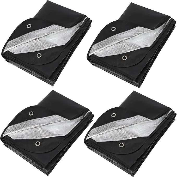 RedSwing 4 Pack Emergency Blankets, Waterproof Survival Thermal Tarp, Multipurpose Reflective Insulated All Weather Blankets for Camping Hiking, Black