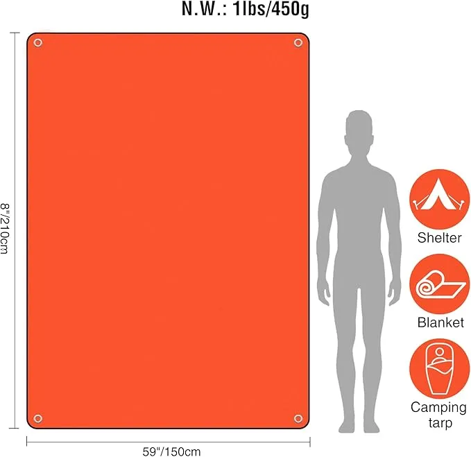RedSwing 4 Pack Emergency Blankets, Waterproof Survival Thermal Tarp, Multipurpose Reflective Insulated All Weather Blankets for Camping Hiking, Orange