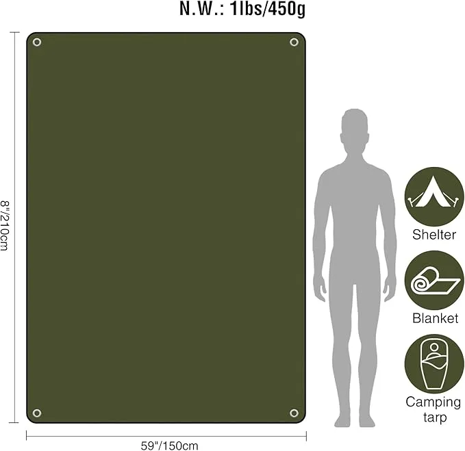 RedSwing 6 Pack Heavy Duty Waterproof Emergency Thermal Tarp, Insulated Survival Blanket for Outdoor Camping, Hiking, and Emergency Shelter, Green