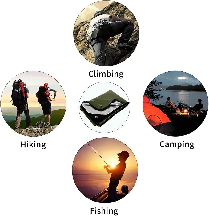 RedSwing Heavy Duty Survival Blanket, Waterproof Emergency Thermal Tarp, Multipurpose Reflective Insulated All Weather Blankets for Camping Hiking, Green