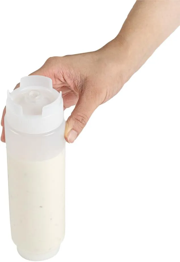 Restaurantware 16oz. FIFO Inverted Plastic Squeeze Bottle with Refill and Dispensing Lids - First In First Out - Perfect for Restaurants Catering and Food Trucks - 1ct box