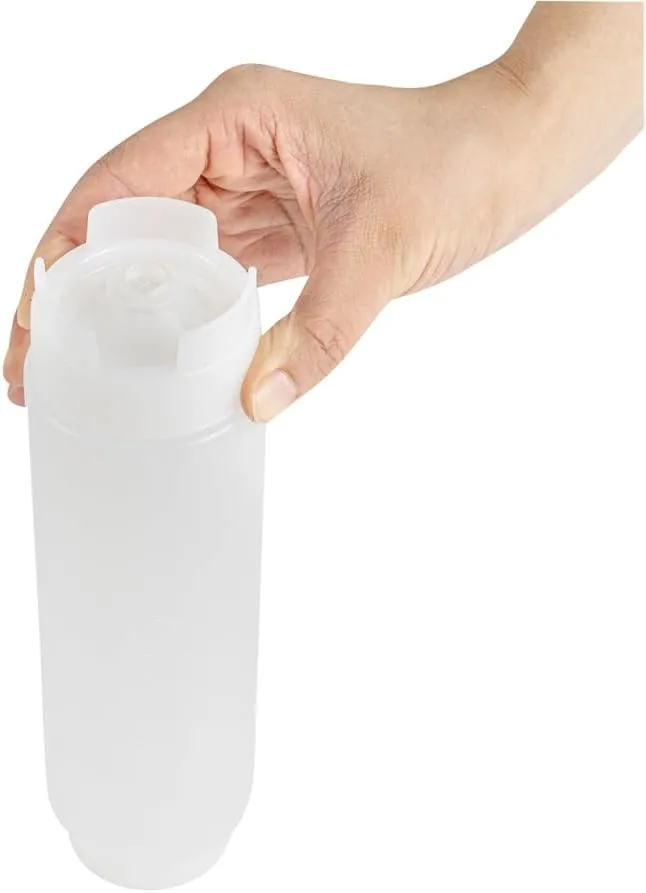 Restaurantware 16oz. FIFO Inverted Plastic Squeeze Bottle with Refill and Dispensing Lids - First In First Out - Perfect for Restaurants Catering and Food Trucks - 1ct box