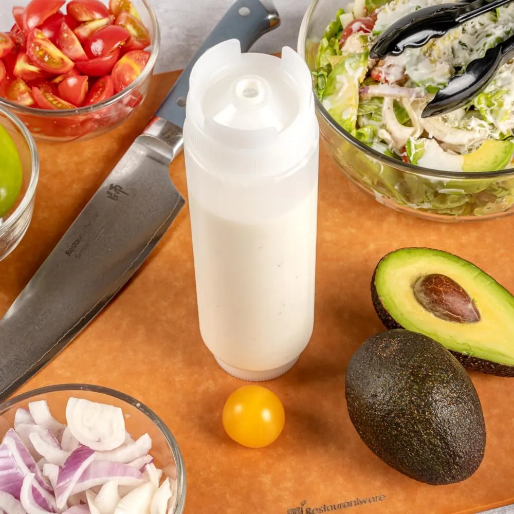 Restaurantware 16oz. FIFO Inverted Plastic Squeeze Bottle with Refill and Dispensing Lids - First In First Out - Perfect for Restaurants Catering and Food Trucks - 1ct box