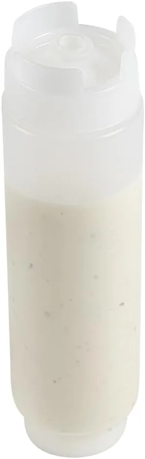 Restaurantware 16oz. FIFO Inverted Plastic Squeeze Bottle with Refill and Dispensing Lids - First In First Out - Perfect for Restaurants Catering and Food Trucks - 1ct box
