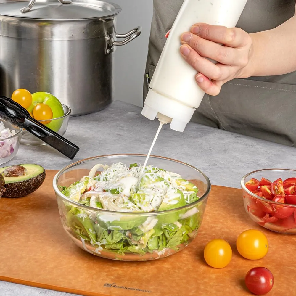Restaurantware 16oz. FIFO Inverted Plastic Squeeze Bottle with Refill and Dispensing Lids - First In First Out - Perfect for Restaurants Catering and Food Trucks - 1ct box