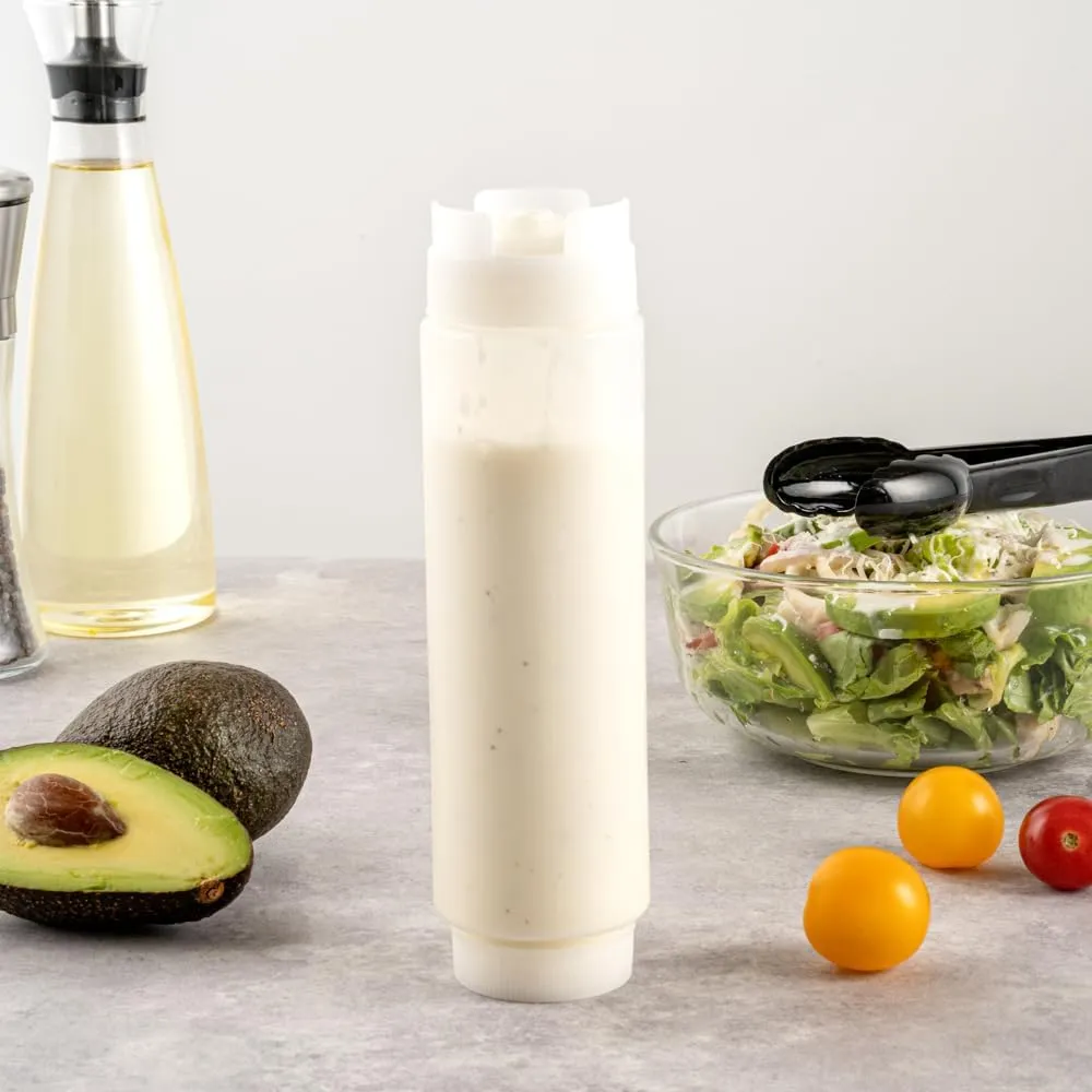 Restaurantware 16oz. FIFO Inverted Plastic Squeeze Bottle with Refill and Dispensing Lids - First In First Out - Perfect for Restaurants Catering and Food Trucks - 1ct box