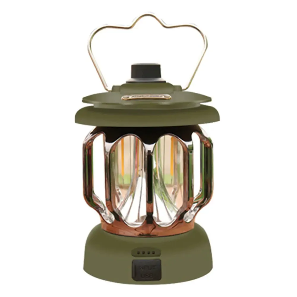 Retro Portable Camping Lantern - Rechargeable Dimmable LED Hanging Lamp