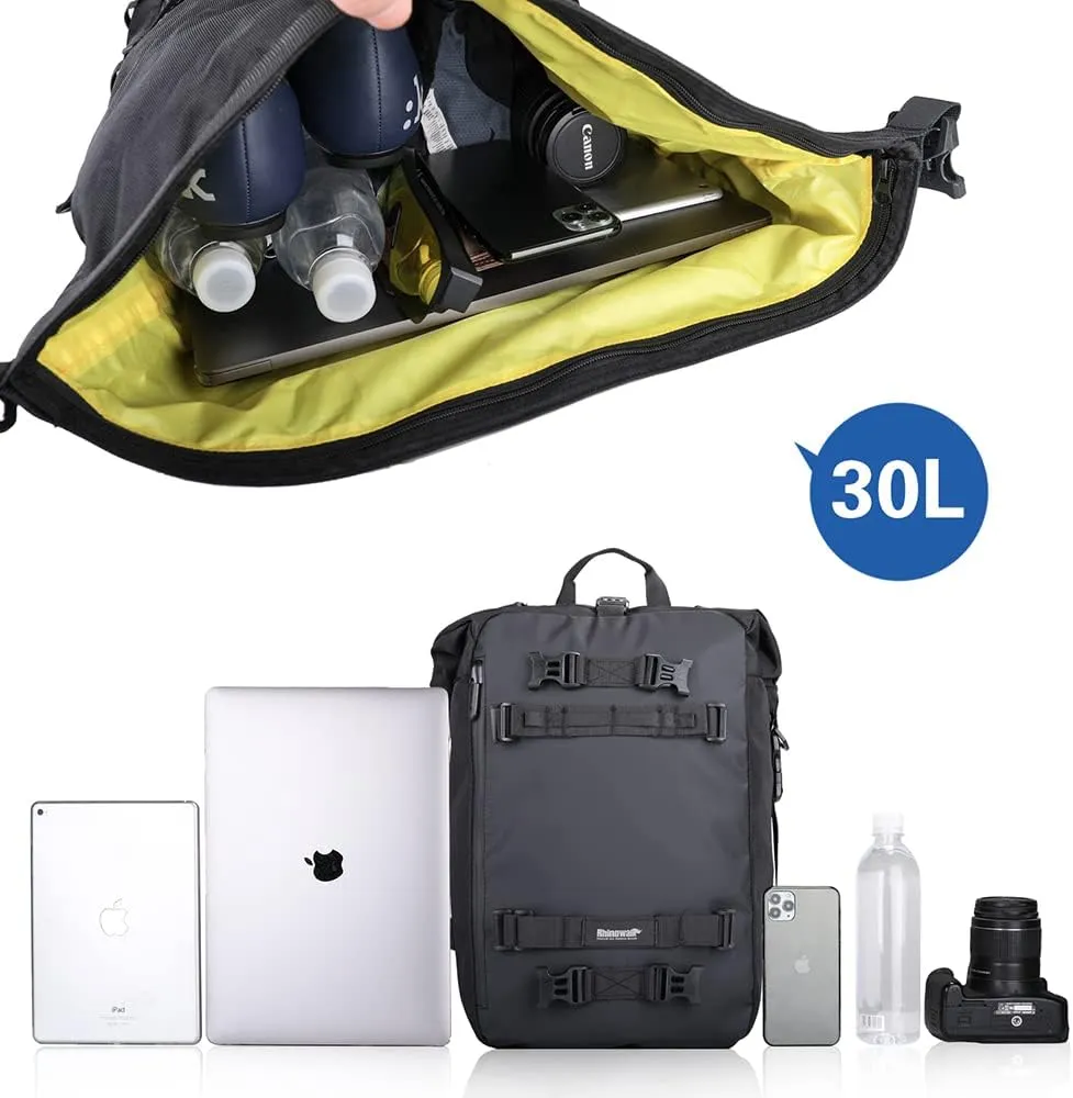 Rhinowalk Motor Saddle Bag Motorcycle Pannier Bag Waterproof Multifunctional Rear Rack Trunk Seat Bag (Black, 30L)