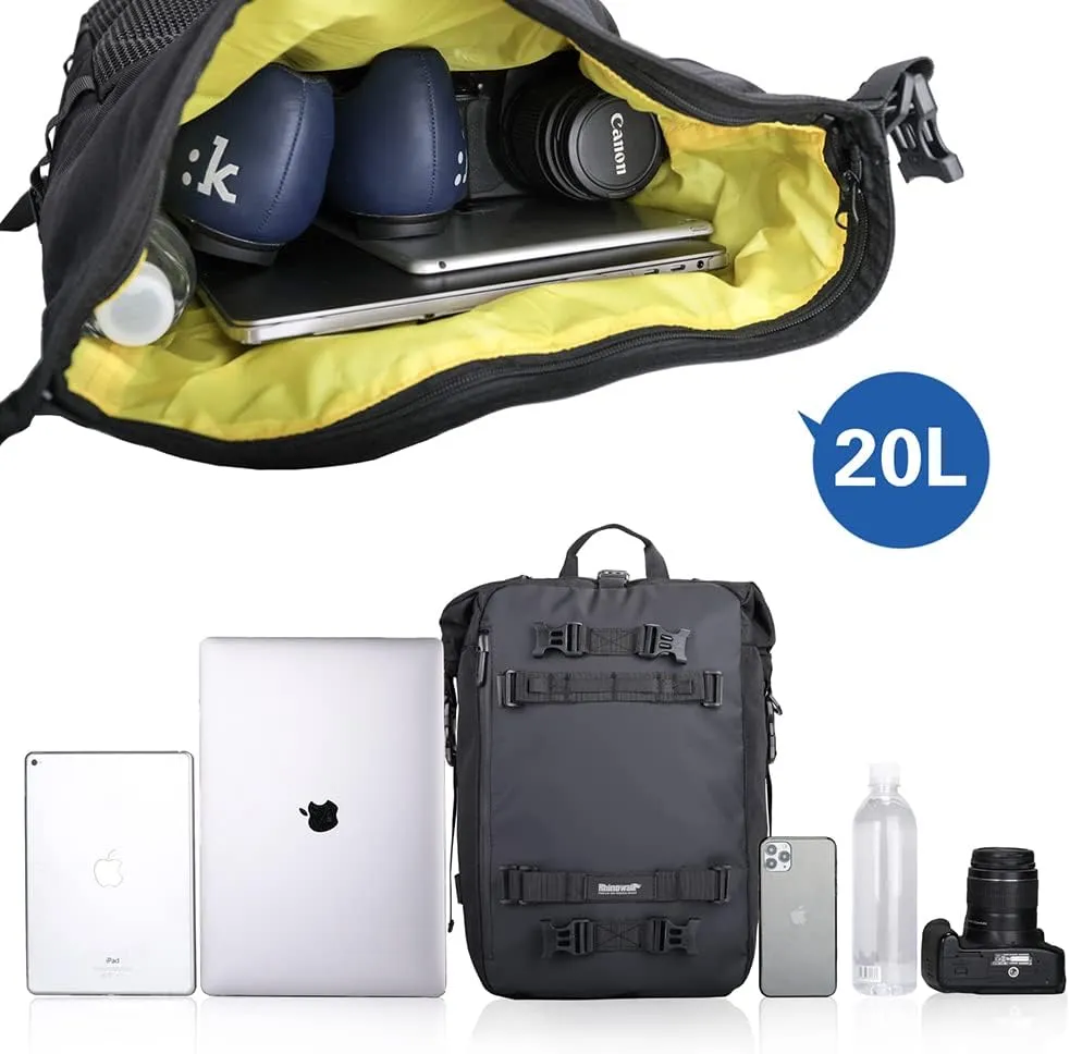 Rhinowalk Motorcycle Tail Bag 20L Motor Travel Luggage Waterproof Motorbike Rear Rack Trunk Storage Bag - Black