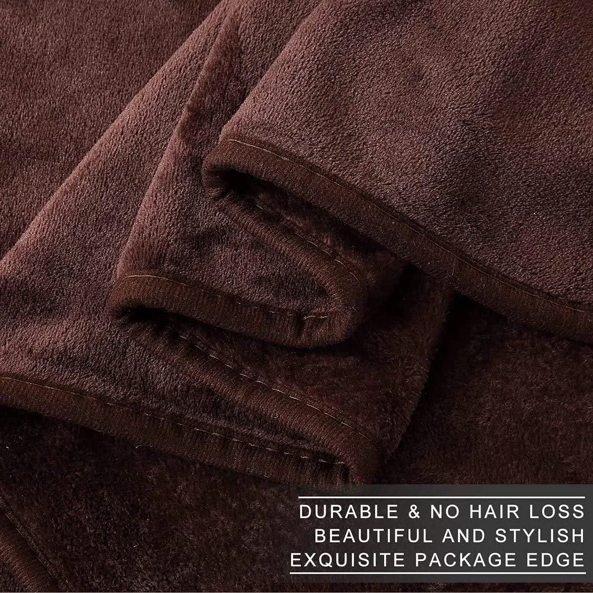 Richave Fleece Blanket King Size 350GSM Lightweight Throw for The Bed Warm Sofa Blanket 90" x 108"(Brown King)
