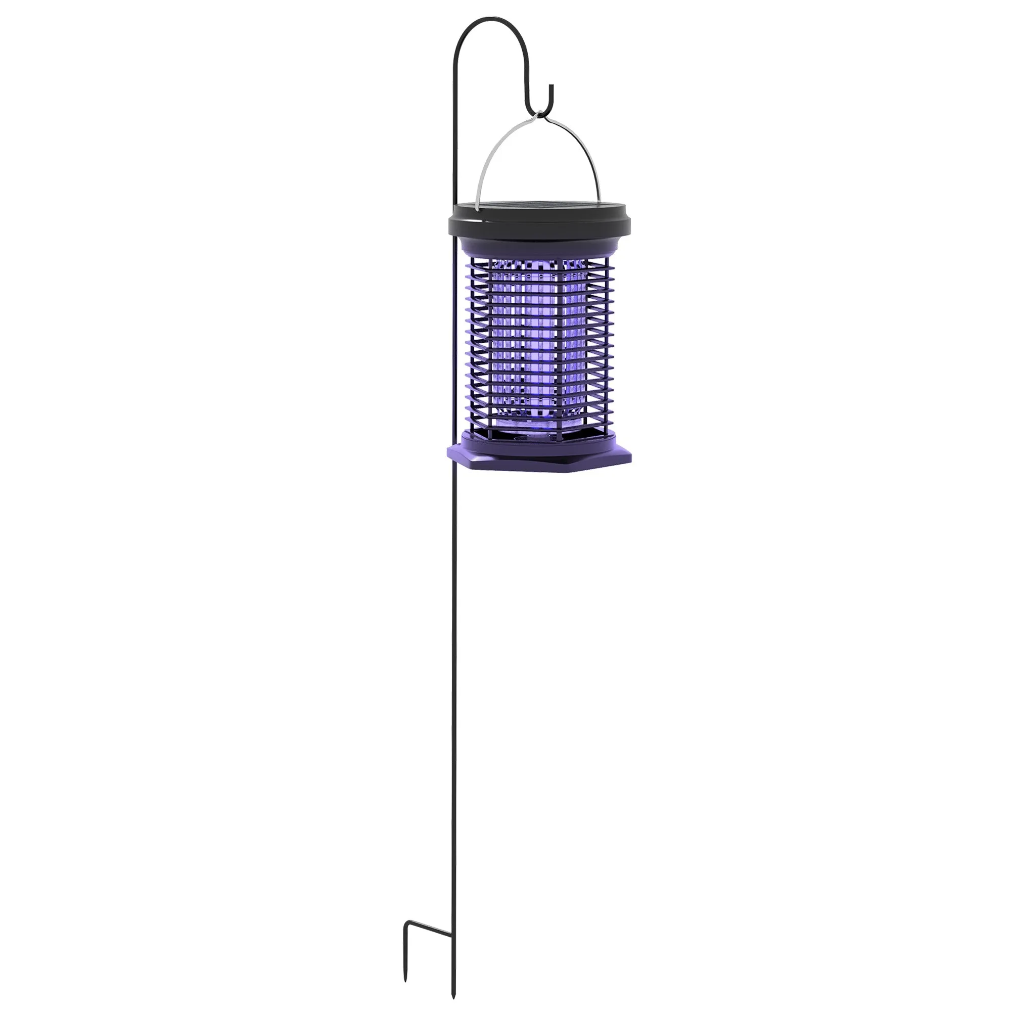 Rootz Hanging Insect Repellent Lamp - Garden Lantern - Bug Zapper - Solar & USB-C Chargeable - 50m² Coverage - Ø17.5 x 25.8H cm - Black