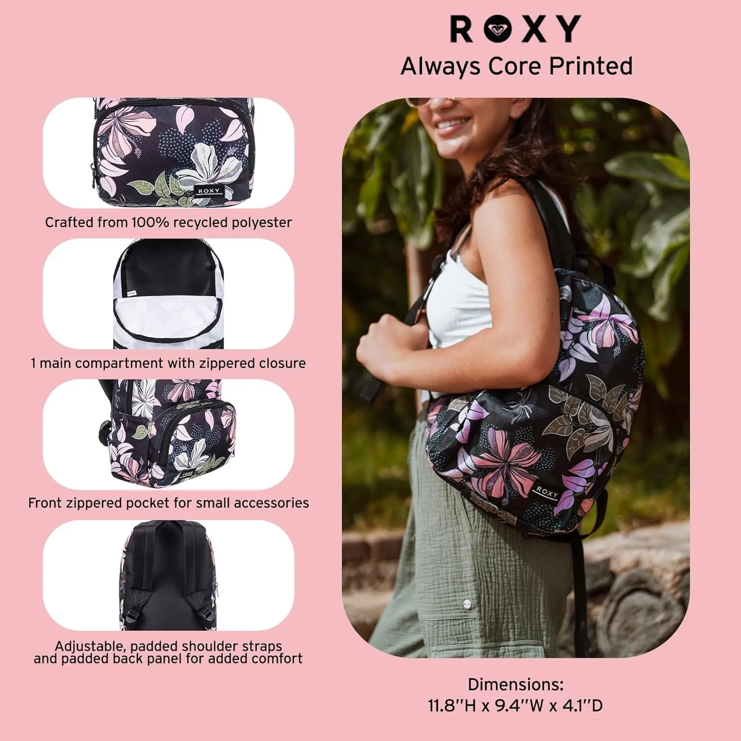 Roxy Women Always Core Mini Backpack, Ditsy Orchid, One Size