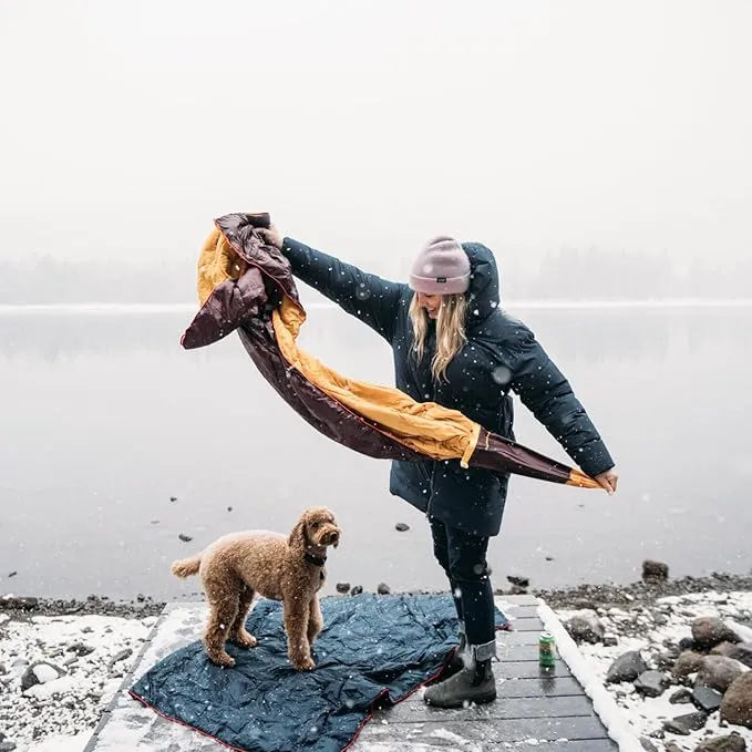 Rumpl Original Puffy Blanket - Warm Puffy Camping Blanket, 100% Recycled Polyester Insulation, Lightweight, Packable, Water-Resistant, Outdoor Puffer Blanket, 52"x75", Ocean Fade