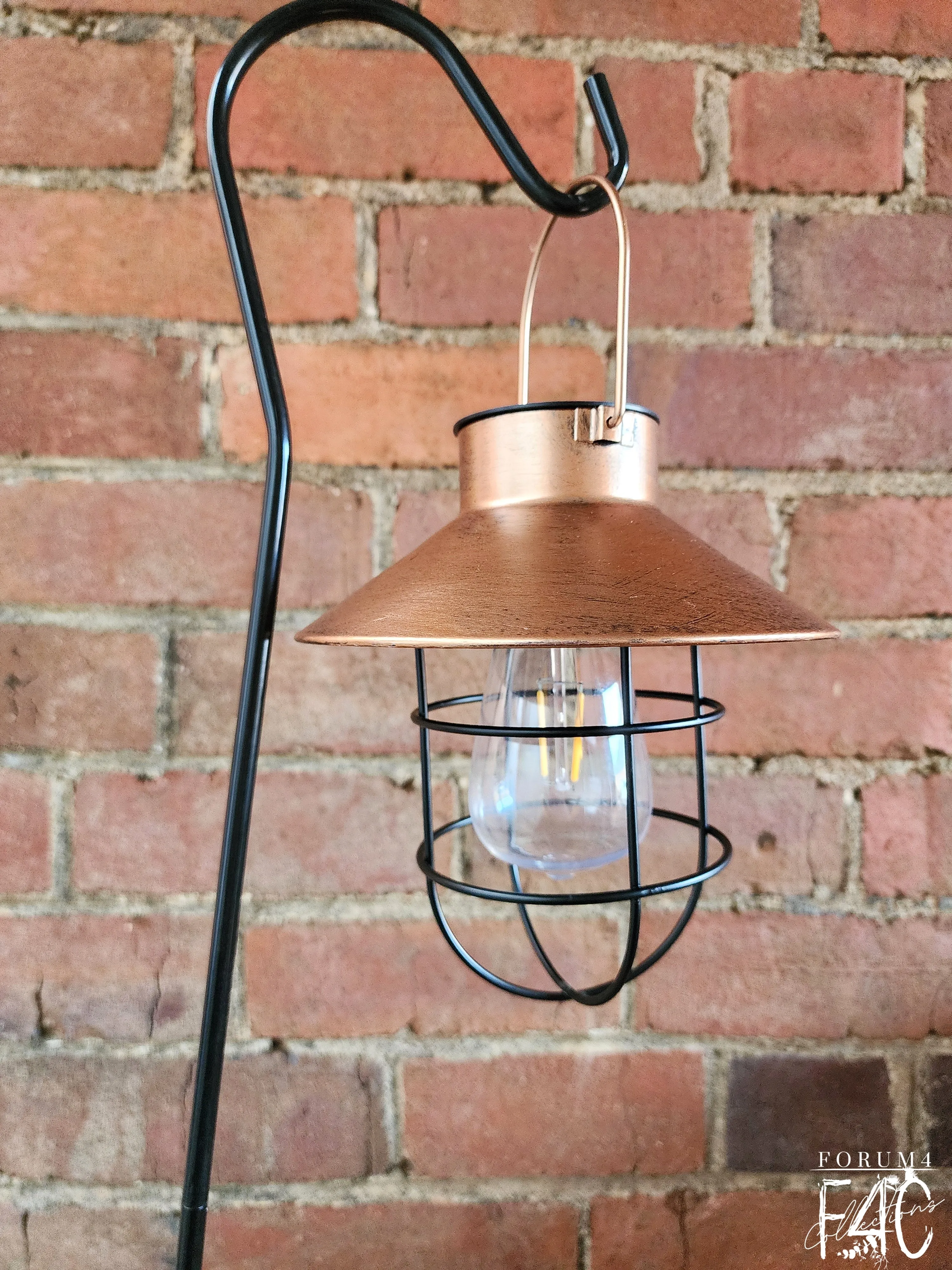 RUSTIC BRUSHED COPPER HANGING SOLAR LIGHT ON STAKE