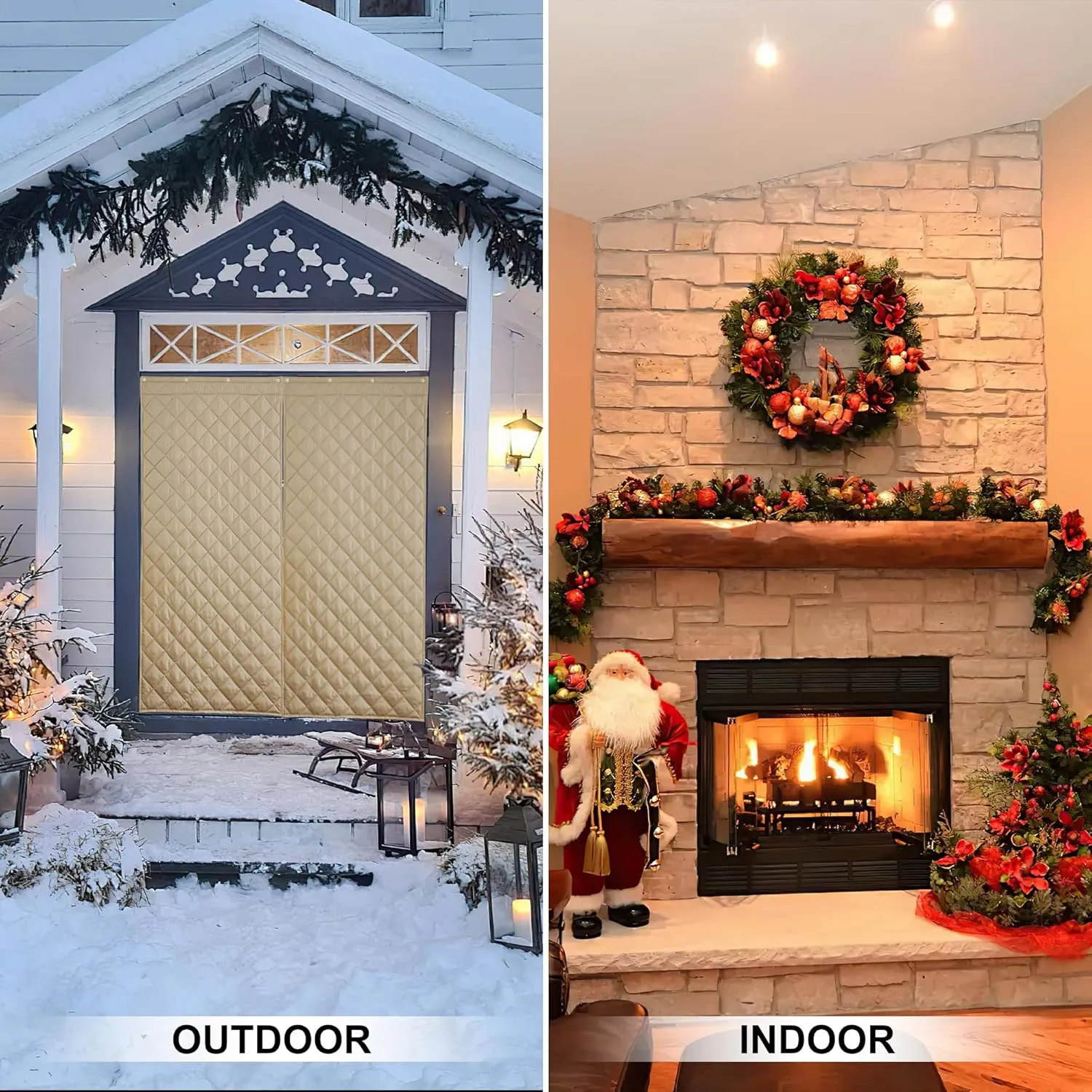 RYB HOME Thermal Insulated Door Curtain for Winter, Window Cover Room Divider Noise Dampening Blanket Sound Absorption Sheet for Basement Drafty Door, W34 x L82 inch, Mocha, 1 Panel