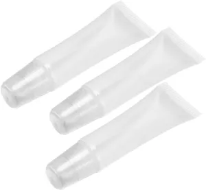 SAFIGLE 50pcs Refillable Tubes Transparent Squeezable Makeup Containers for DIY Lip Gloss Subpackaging for Handmade Cosmetics