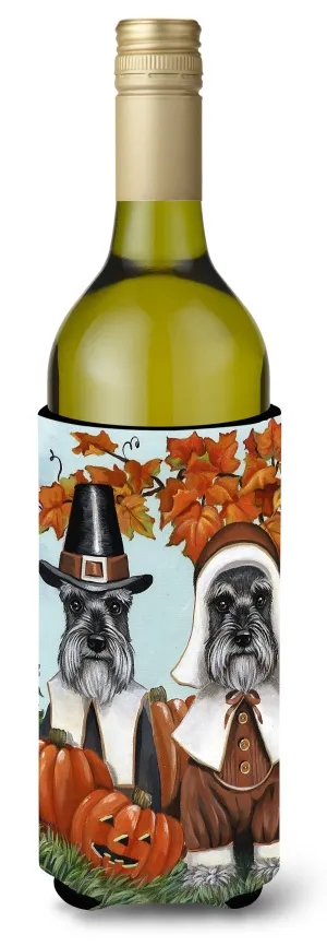 Schnauzer Thanksgiving Pilgrims Wine Bottle Hugger PPP3167LITERK