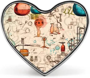 Science Chemical Knowledge Heart Badge Personalized Button Brooch Lapel Pins Fashion Clothing Bag Hat Accessories for Women Men