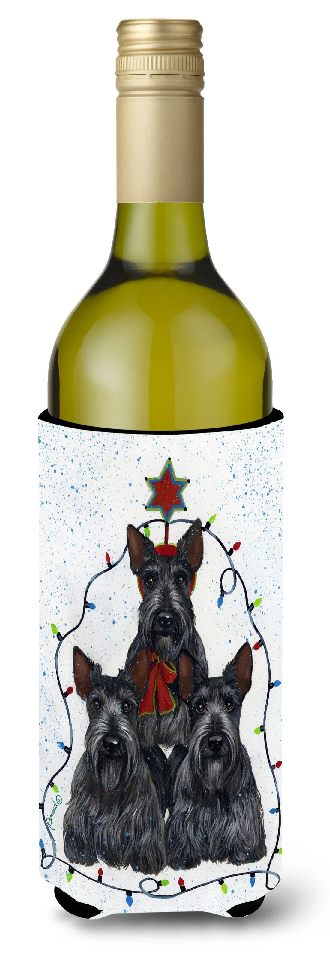 Scottie Christmas Family Tree Wine Bottle Hugger PPP3176LITERK