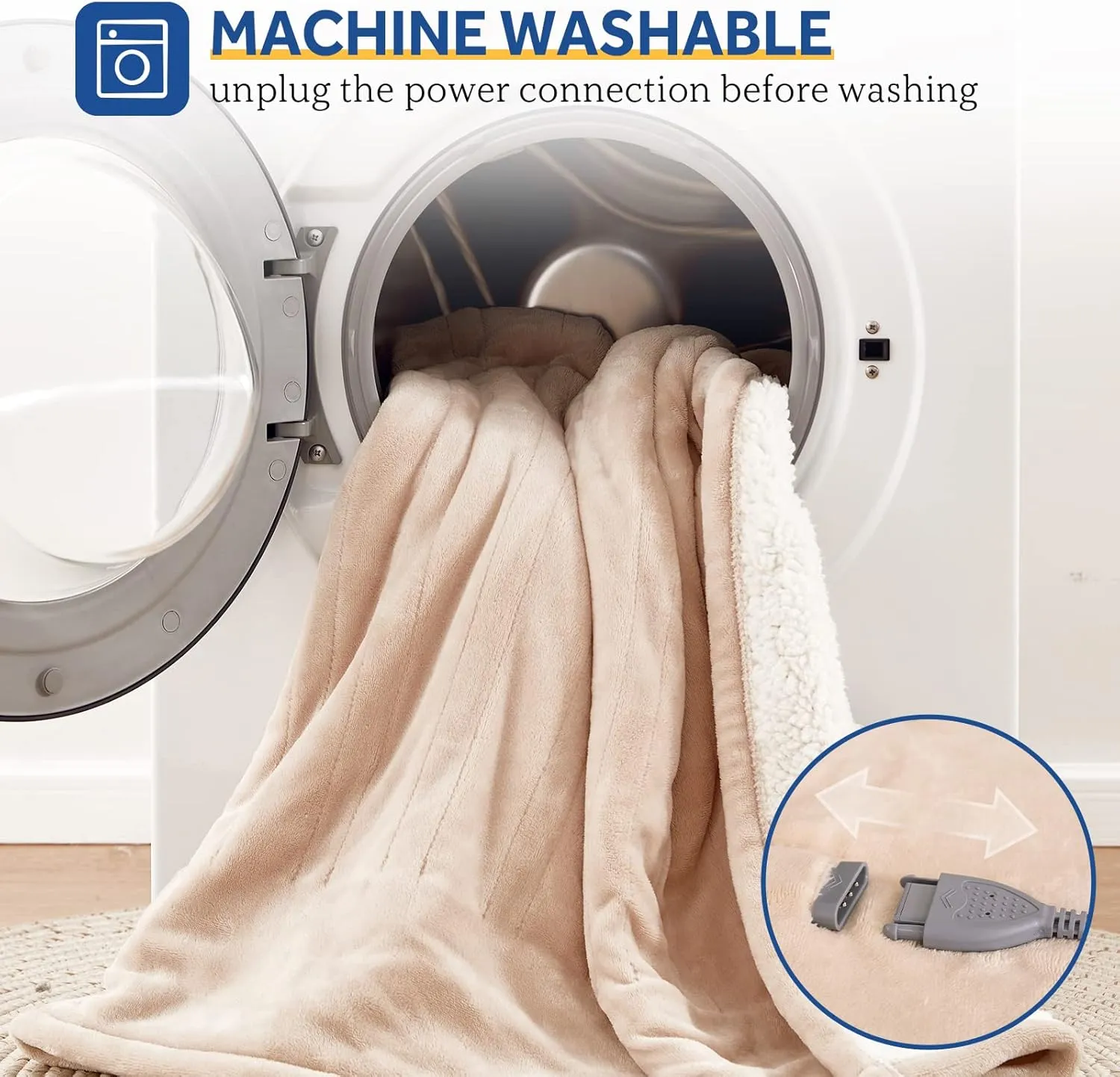 Sealy Electric Blanket Full Size, Heated Blanket Flannel & Sherpa, 10 Heating Levels, Auto Shut Off, Machine Washable, Beige, 80 x 84 Inch