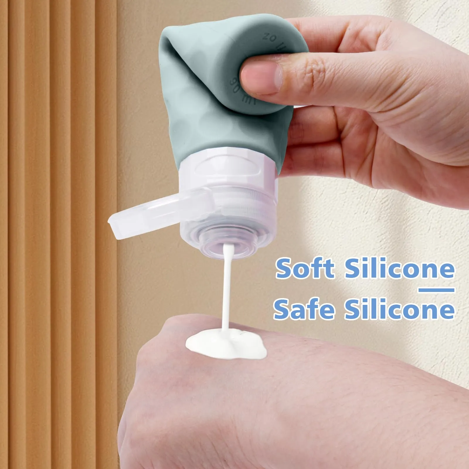 Silevoler Travel Bottles for Toiletries, 4pcs Tsa Approved 3oz Travel Size Containers, BPA Free Leak Proof Premium Silicone Bottles, Refillable Liquid Squeezable Accessories W/Toiletry Bag