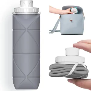 silicone collapsible water bottle with valve for hiking