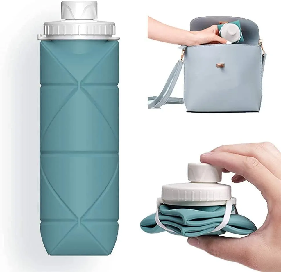 silicone collapsible water bottle with valve for hiking