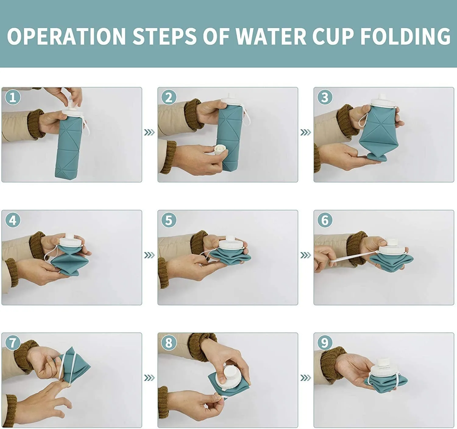 silicone collapsible water bottle with valve for hiking