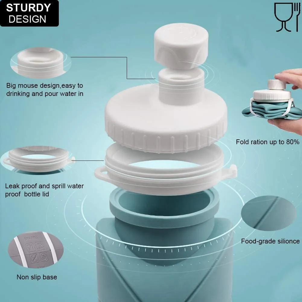 silicone collapsible water bottle with valve for hiking