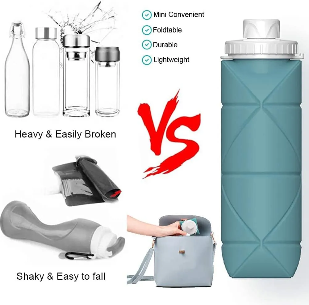 silicone collapsible water bottle with valve for hiking