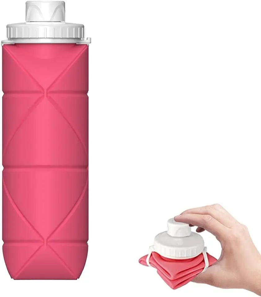 silicone collapsible water bottle with valve for hiking