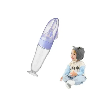 Silicone Squeeze Bottle Spoon Baby Feeder with Suction Cups