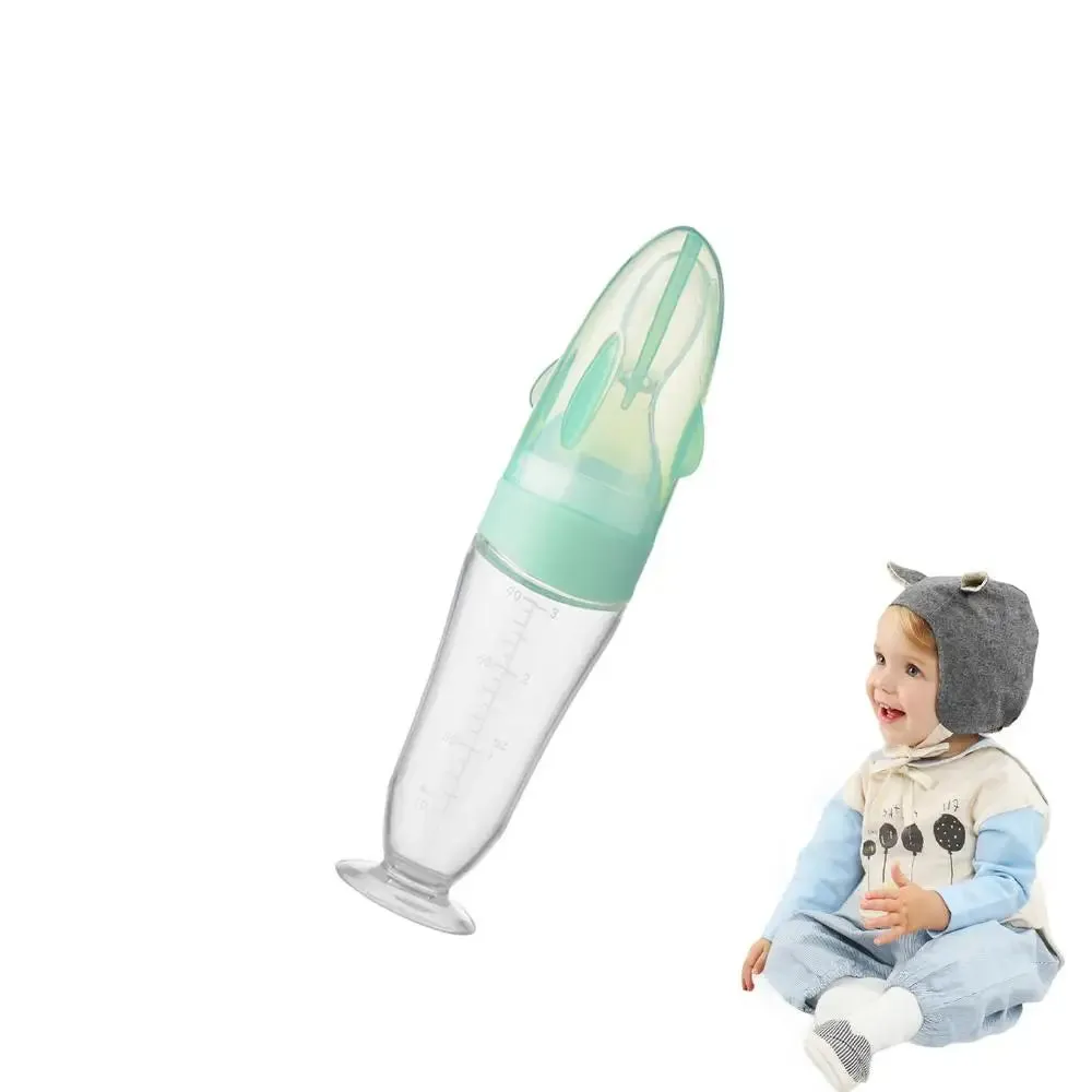Silicone Squeeze Bottle Spoon Baby Feeder with Suction Cups