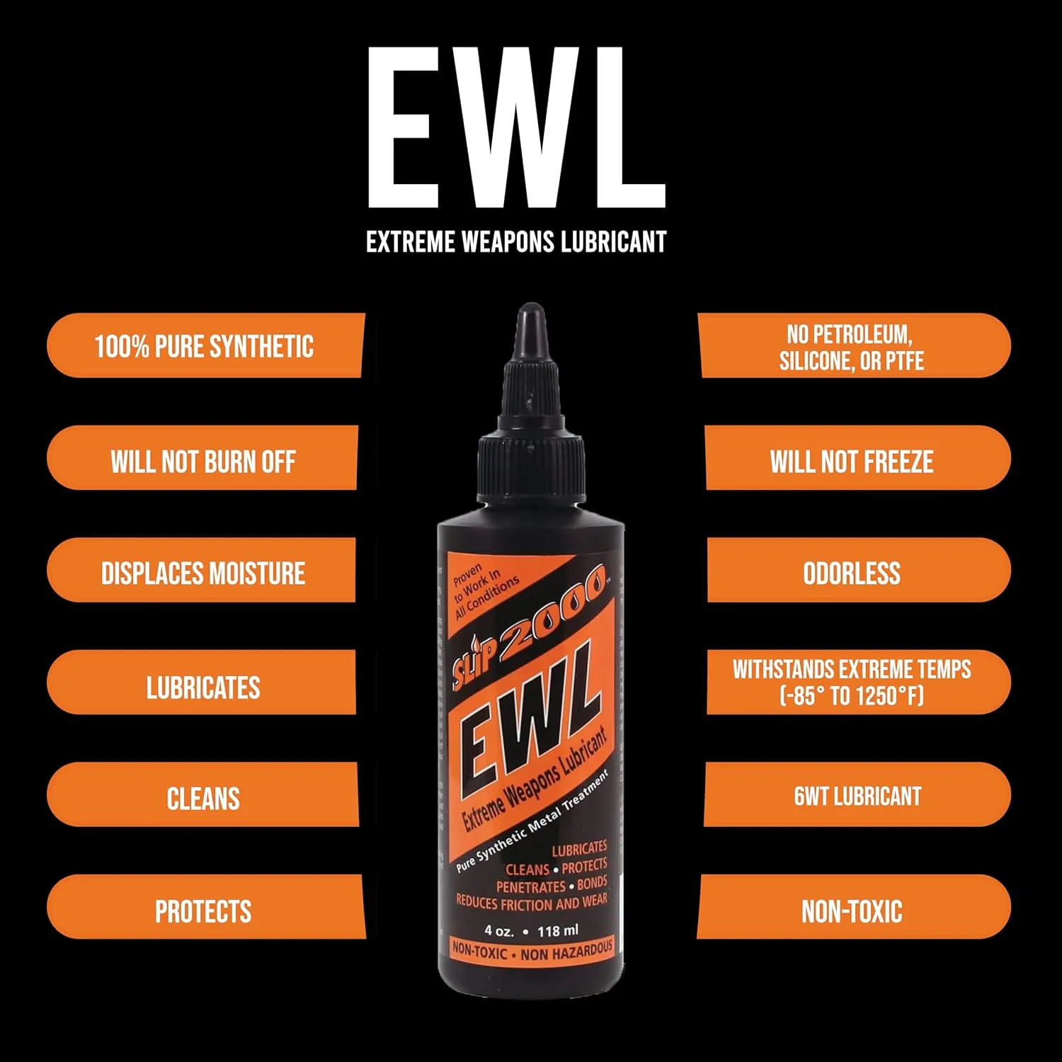 Slip 2000 EWL (Extreme Weapons Lubricant) Buddy Pack, Set of 4 oz & 1 oz Squeeze Bottle with Needle Tip Applicator, 100% Pure Synthetic CLP, Gun Lubricants for Peak Performance