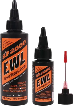 Slip 2000 EWL (Extreme Weapons Lubricant) Buddy Pack, Set of 4 oz & 1 oz Squeeze Bottle with Needle Tip Applicator, 100% Pure Synthetic CLP, Gun Lubricants for Peak Performance
