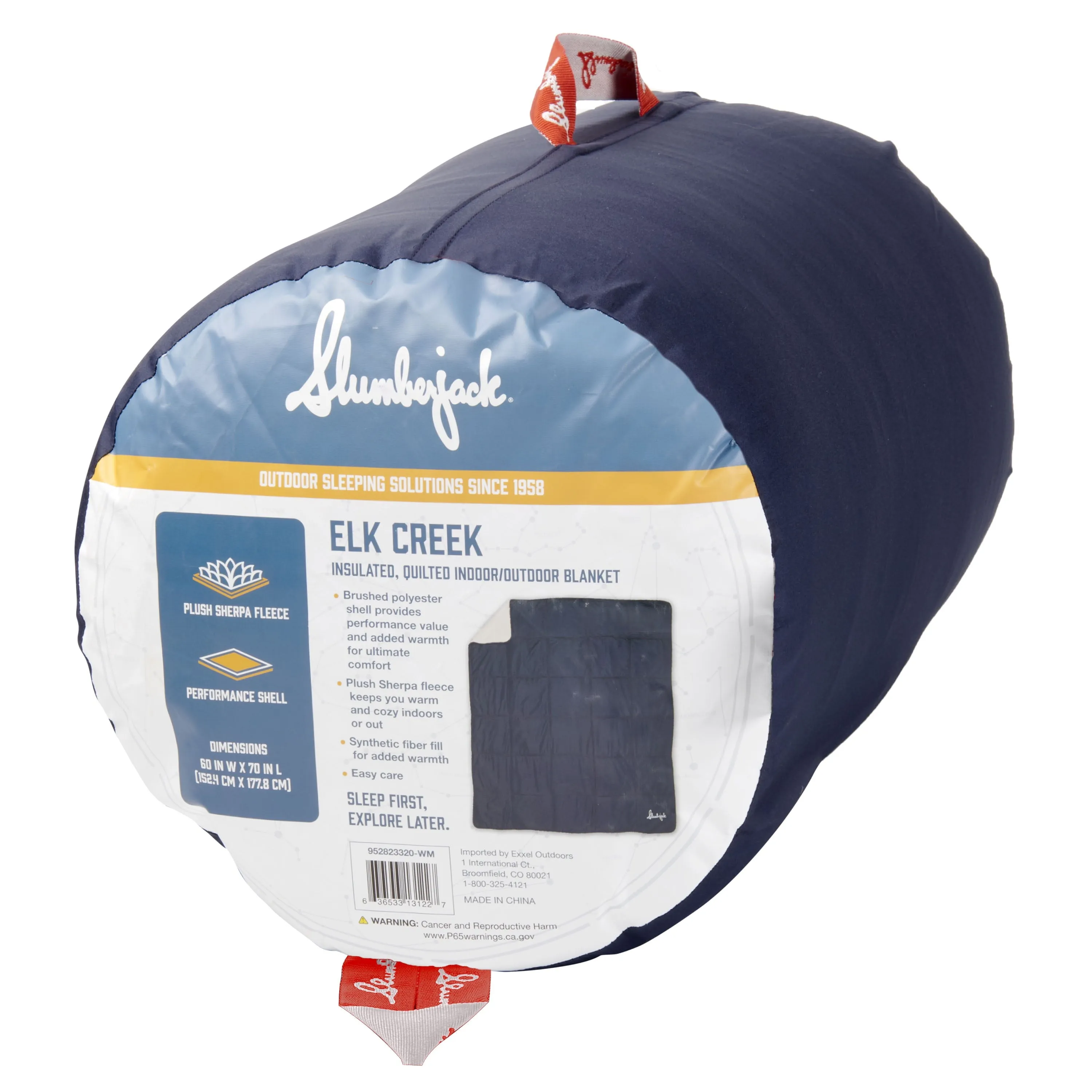 Slumberjack Elk Creek Insulated Indoor/Outdoor Blanket Quilt, Indigo, 60" L x 70" W