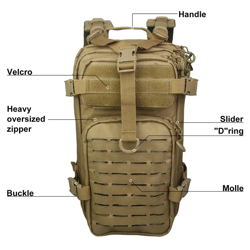 Small Tactical Backpack With Laser Cut Molle Webbing bag | 26L