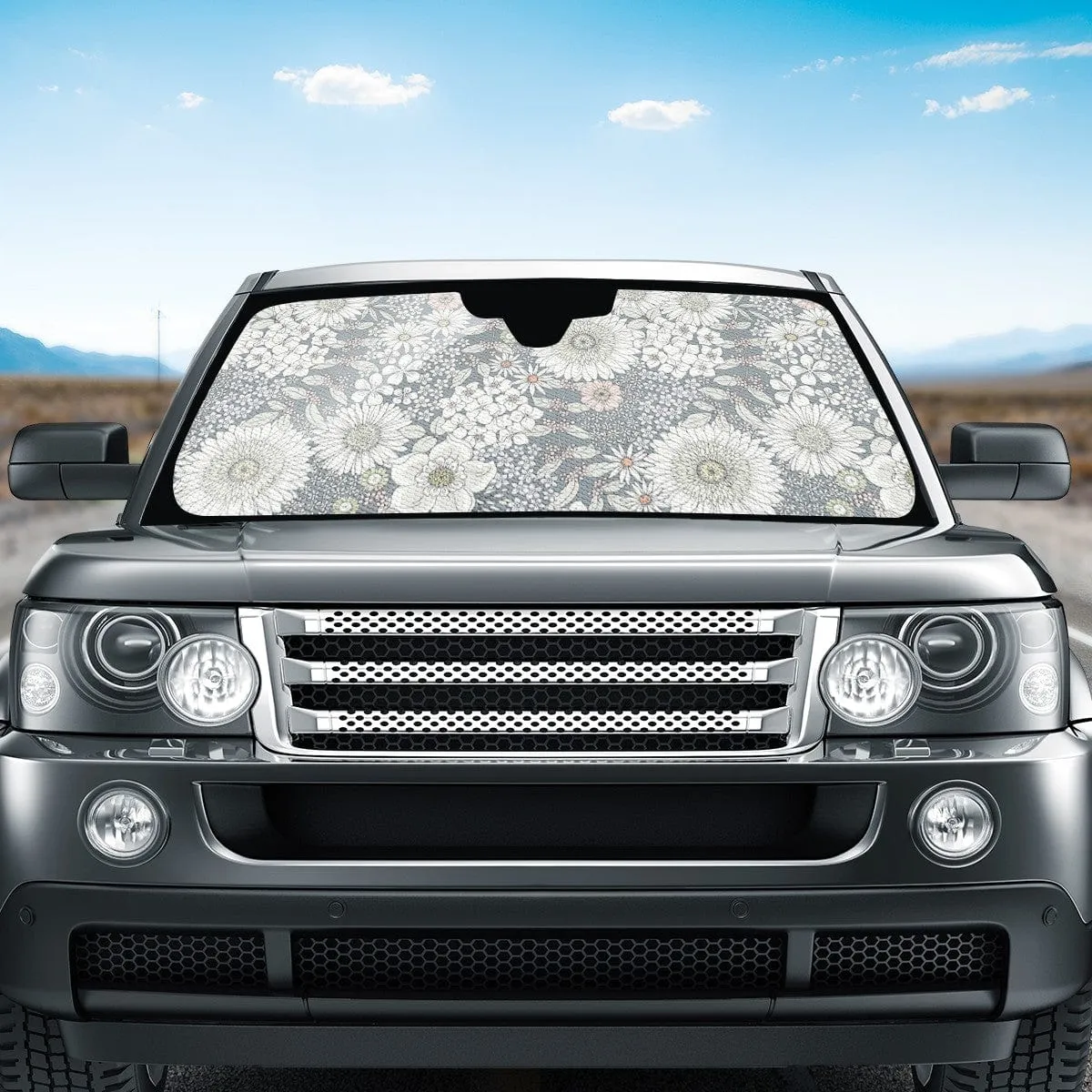 Snowy Field Of Flowers Car Shade