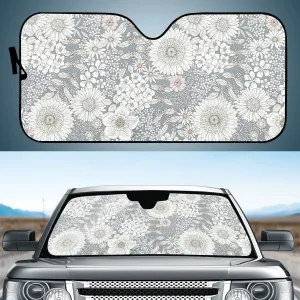 Snowy Field Of Flowers Car Shade